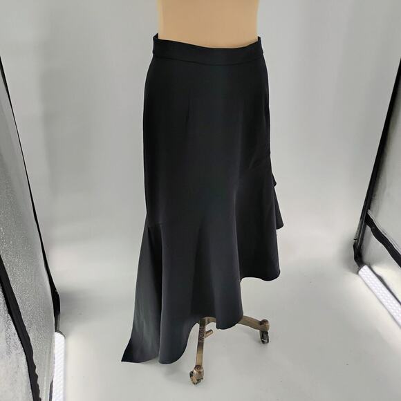 MILLY Asymmetrical Charlotte Skirt in Black - Size 8 - Picture 3 of 13